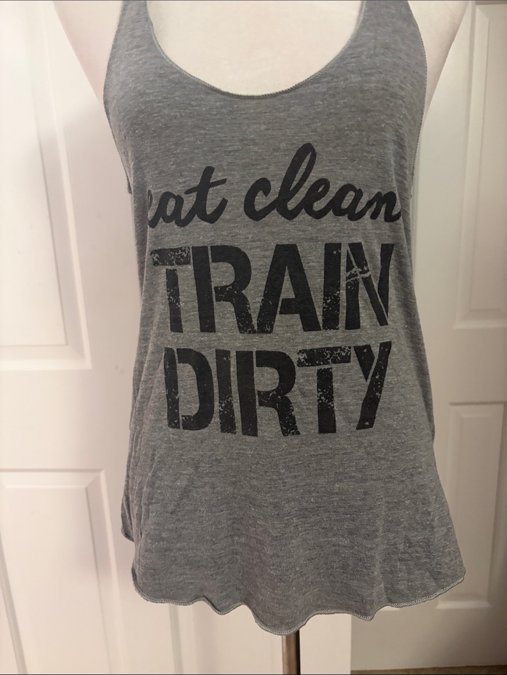 Gray 'Train Dirty' Graphic Racerback Tank Top